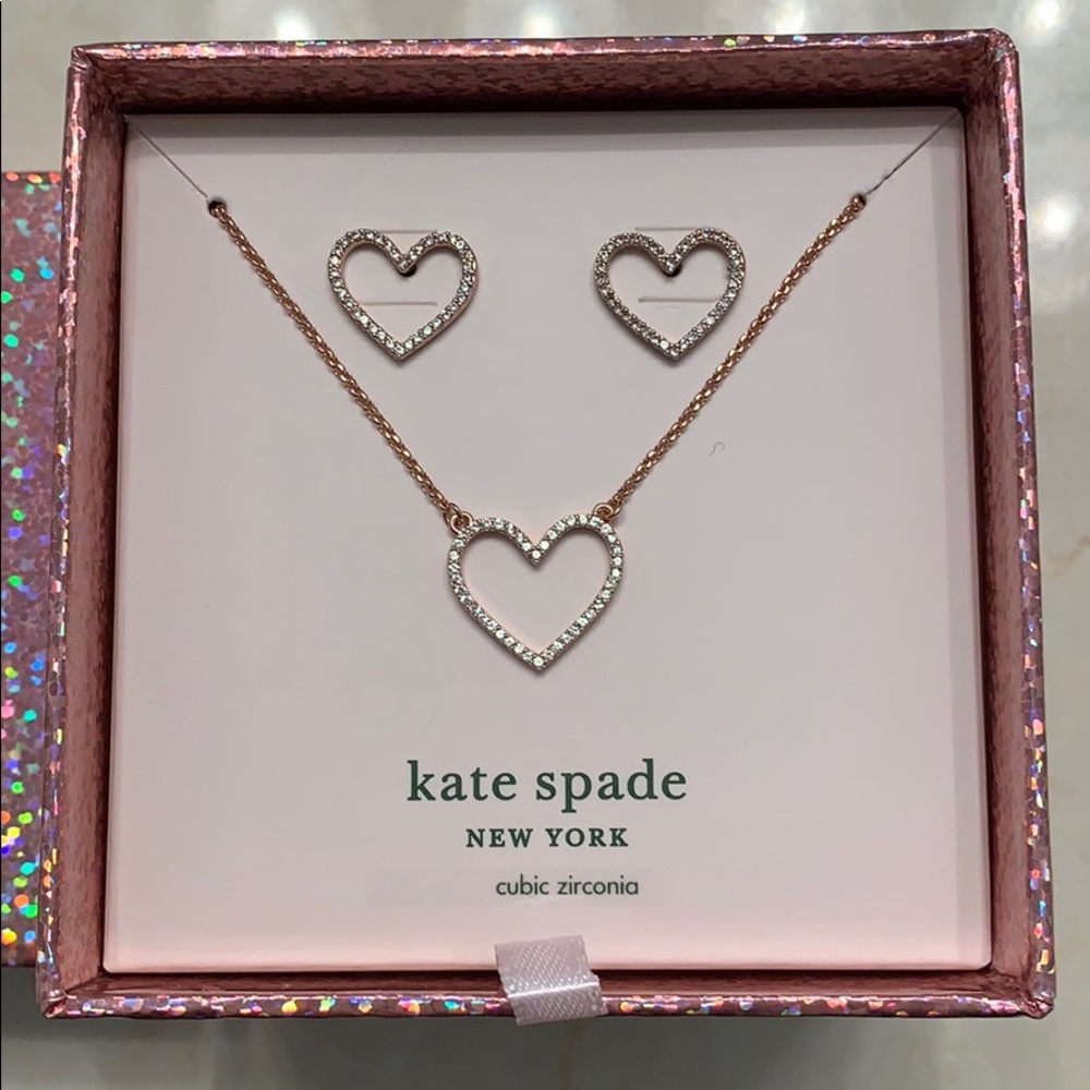 NWT Kate Spade heart earrings and necklace.